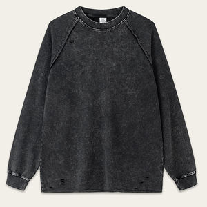 Sudadera de Cuello Redondo con Dobladillo Enrollado, Estilo Vintage Lavado, para Hombre y Jóvenes, Personalizable, Manga Larga, Deportiva - Product Image 2