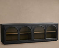 Meubles de salon de style américain de luxe en chêne massif, console multimédia à 4 portes
