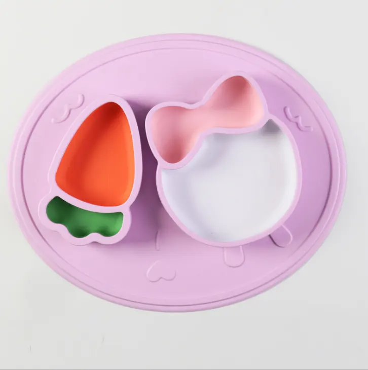 2020 New Baby Product Silicone Suction Colorful Divided Plate for Baby
