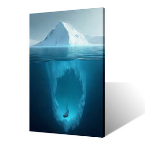 Stampa d'Arte Realistica B&C Art di Paesaggio Marino Artico, su Tela con Inchiostro Ecologico, Raffigurante Ghiacciaio e Oceano Calmo - Product Image 4