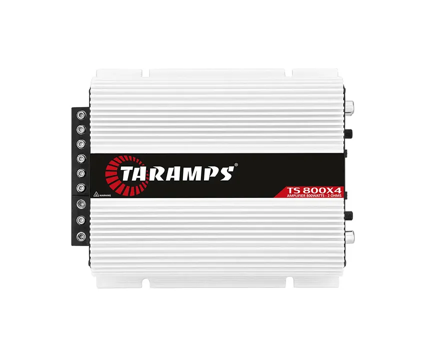 Taramps entrada 800x4 tradicional rca, 800 watts rms em 2 ohms 4 canais classe d amplificador 14.4vdc faixa completa