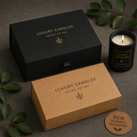 Boîte à bougies, emballage écologique, coffret cadeau pliable personnalisé en kraft, boîtes à bougies noires magnétiques de luxe