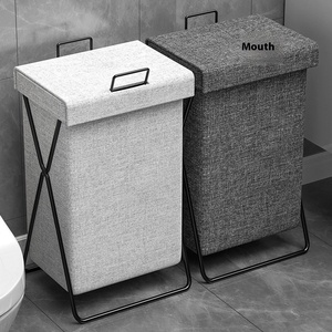 Chất lượng cao bẩn quần áo lưu trữ giỏ có thể gập lại ráp bẩn quần áo lưu trữ Organizer khung thép giặt cản trở - Product Image 4