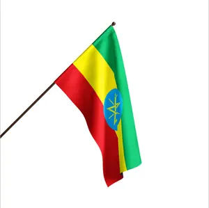 Banderas nacionales etíopes personalizadas, banderines del mundo de poliéster de alta calidad, venta al por mayor