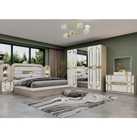 Ensemble de meubles de chambre à coucher contemporains en bois, ensemble de meubles de chambre à coucher modernes sur mesure avec lit, armoire et commode