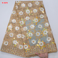 4789 Tissu de dentelle de mariée en maille française Kalume Lilas avec perles et sequins africains, Nouveauté 2026, Perles nigérianes pour robe de mariée femme