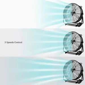 Easy moving high velocity 24 inch heavy duty industrial ventilation electric drum fans for 110v 220v