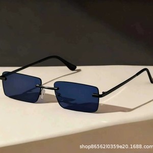 Lunettes de soleil élégantes sans monture carrées, en métal, protection UV385 Classe 2, légères, pour femmes, à la mode - Product Image 1