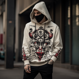 Logo personalizzato di alta qualità Pullover bianco puro <span class=keywords><strong>felpa</strong></span> oversize stile <span class=keywords><strong>felpa</strong></span> con cappuccio in bianco Cartoon <span class=keywords><strong>Mickey</strong></span> Print - Product Image 4