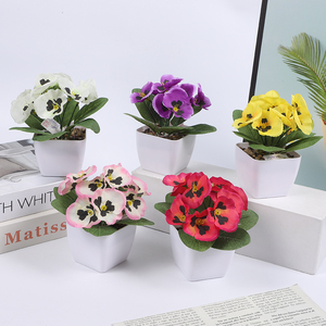 Fiori Artificiali Verdi Realistici, Vaso di Pansé Selvatico Grande, Fioriture Quasi Naturali per Esterni in Plastica e Tessuto - Product Image 2