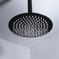 2025 pommeau de douche à effet pluie mural en acier inoxydable grande finition noire haute pression pour salle de bain et toilettes
