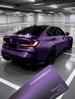 Film Vinyle Adhésif Auto-Réparant Luxe Violet Mat PVC/PET pour Voiture, Protection Peinture Originale, Sans Bulles, Décalcomanie Intérieure/Extérieure DIY