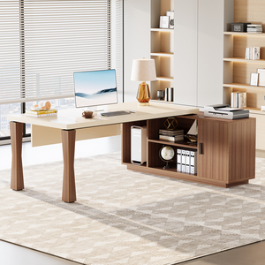 Mesa de oficina Ceo de lujo moderna de madera Mdf de gama alta Modular blanco y nogal <span class=keywords><strong>escritorio</strong></span> para Ejecutivo Comercial y muebles para el hogar - Product Image 6