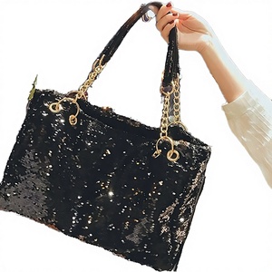 Sac fourre-tout de luxe décontracté pour femme 2026, à paillettes, couleur unie, doublure polyester, capacité 2L, fermeture éclair, tendance - Product Image 3