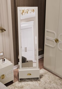 Ensemble de meubles de chambre à coucher élégant en or blanc, lit, miroir, armoire, commode, collection de meubles contemporains Santino WOODEX - Product Image 6