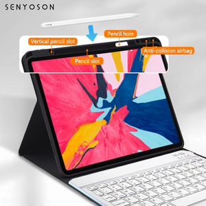 Syx 360 xoay bàn phím trường hợp đối với iPad 6th Gen <span class=keywords><strong>9.7</strong></span>/12.9/10.9inch với không dây <span class=keywords><strong>bluetooth</strong></span> Bàn phím bảo vệ máy tính bảng trường hợp vỏ - Product Image 5