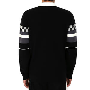 Pulls pour hommes avec LOGO personnalisé pull à manches longues tricots pull en coton à col rabattu en jacquard à carreaux pour hommes - Product Image 3