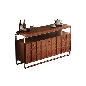 Buffet de salle à manger de style chinois classique, en bois de cerisier antique à grain naturel, monobloc, mural, en bois massif, au design élégant - Product Image 6