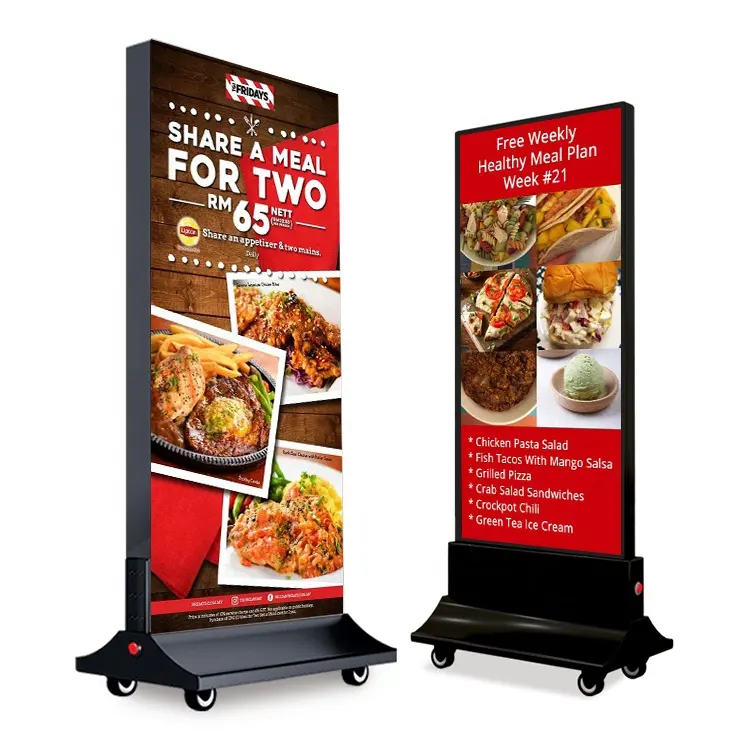 Luminous stand movable LED double-sided vertical frameless UV soft film fabric light box battery powered billboard display