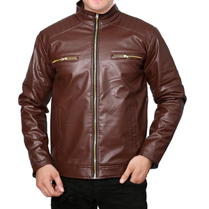 2024 Latest Design Wholesale Men's Winter Leather <b>Jackets</b> Breathable Plus Size with Zipper Closure - Product Image 4