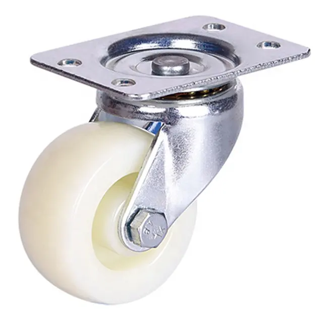 Roda resistente de montagem lateral, roda de rotação lateral de plástico leve de 1.5 polegadas com rolamentos, roda giratória de 2 polegadas