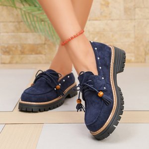 Mocassins en daim à lacets pour <span class=keywords><strong>femme</strong></span>, plateforme épaisse, avec pompons et clous, logo personnalisé, semelle en caoutchouc écologique - Product Image 4