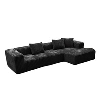 Modernes L-förmiges Sofa aus Kunstkaninchenfell, Abnehmbares Konvertierbares Ausziehbares Knochenloses Couch-Set für Wohnzimmer und Schlafzimmer