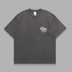 T-shirt en coton épais unisexe 320G, délavé vintage, coupe ample avec poches plaquées, t-shirt de haute qualité pour hommes - Product Image 6