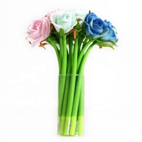 O&Q Venta al por Mayor Bolígrafo de Gel de Lujo de 0.5mm para el Día de San Valentín Hermosa Rosa Azul Bolígrafo Promocional de Regalo con Logotipo Personalizable de Goma