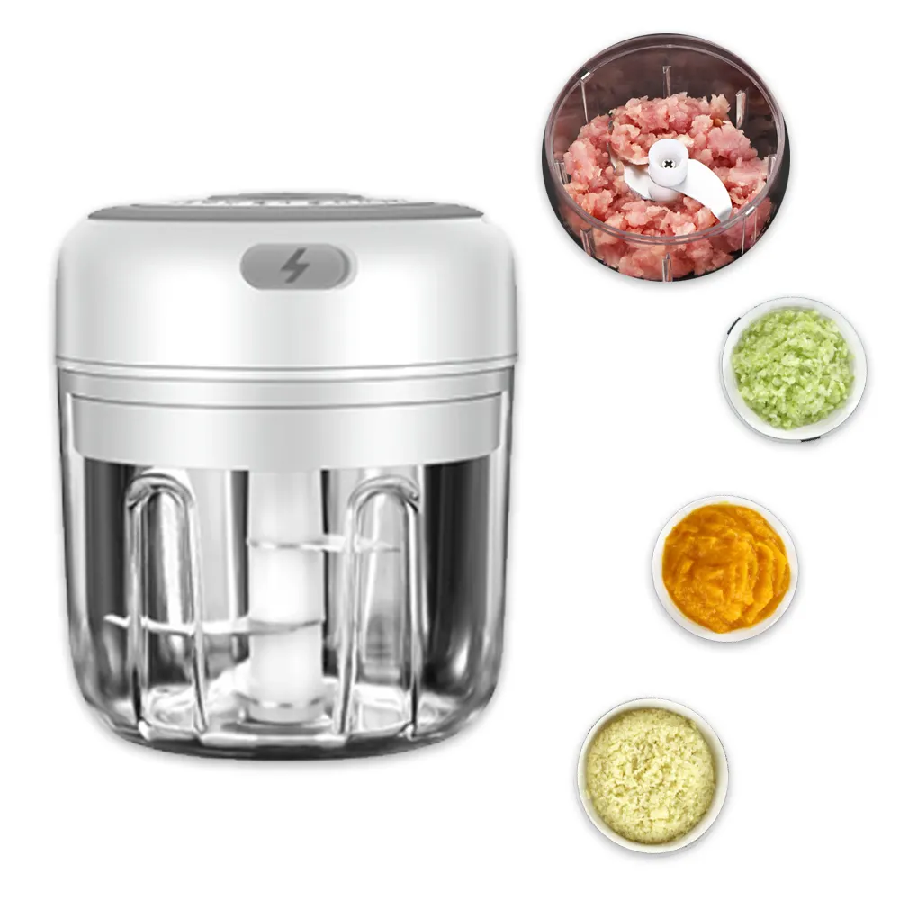 Top Quality Rechargeable Electric Mini Garlic Chopper, Fruits Onions Chili Pepper Ginger Spice Salad Electric Garlic Masher