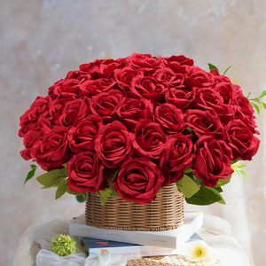 36/52Pcs <strong>Fake</strong> <strong>Roses</strong> Flower Arrangement Silk Flowers <strong>Roses</strong> Bouquet Realistic Faux Artificial <strong>Roses</strong> for Valentine's Day - Product Image 4
