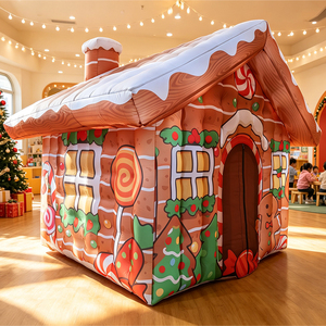 WINSUN <b>Inflatable</b> Gingerbread <b>House</b> Christmas Decoration Oxford Fabric CE Certified Custom Logo for Outdoor Yard Holiday Display - Product Image 4