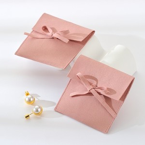 Luxury Microfiber Half Cover <b>Bow</b> Jewelry Bag Ring Earrings Studs Necklace Mini Bag Custom Logo Storage <b>Gift</b> Pouch - Product Image 4