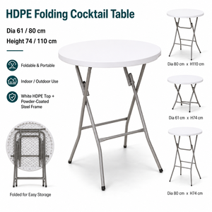 Mesa de Cóctel Plegable de HDPE al por Mayor, Mesa Redonda Portátil de Plástico para <span class=keywords><strong>Bar</strong></span>, para <span class=keywords><strong>Alquiler</strong></span> en Bodas, Eventos y Fiestas - Product Image 1