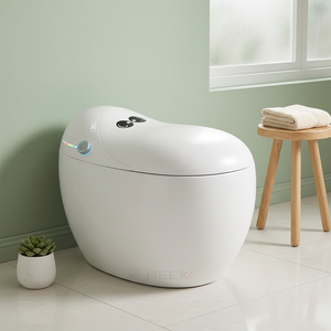 Nouvelle <span class=keywords><strong>toilette</strong></span> intelligente en céramique au design mignon en forme d'œuf, blanche, monobloc, cuvette allongée, style moderne, WC à poser au sol pour hôtel - Product Image 1