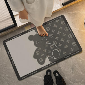 แผ่นรองพื้นรูปหมี บล็อกต่อรูปทรงสี่เหลี่ยมผืนผ้า สีเทา ลายการ์ตูน กันลื่น สำหรับใช้ในบ้านและห้องน้ำ - Product Image 5