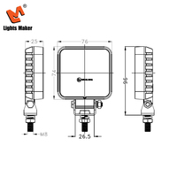 Feux de conduite LED carrés en aluminium robuste de 3,0 pouces 12W, étanches IP67, feux de recul auxiliaires pour pick-up LML-0802-12