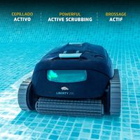 Nettoyeur de piscine robotisé à double brosse, avec fonction d'escalade des parois, télécommande et câble anti-emmêlement, pour piscines enterrées et hors sol