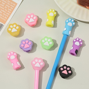 En gros, capuchons de crayon en PVC mignons en forme de chat, décorations de papeterie scolaire en gel souple personnalisées, style animal, capuchons de crayon motif cœur - Product Image 4