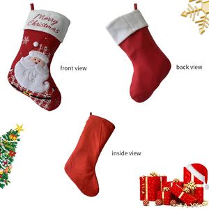 Calcetines Navideños Rojos de Gran Tamaño con Diseño Personalizado, Bordado, de Poliéster, para Colgar en la Chimenea, con Muñeco de Nieve y Santa Claus, Regalo de Navidad - Product Image 5
