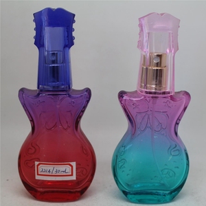 Commercio all'ingrosso di alta qualità di figura della chitarra vuoto di vetro colorato bottiglia di profumo <span class=keywords><strong>75ml</strong></span> con il pacchetto della scatola - Product Image 3