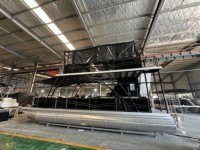 Bateau ponton à double pont en aluminium de 30 pieds avec toboggan aquatique, moteur hors-bord 150 CV, yacht de luxe sportif pour la pêche, les loisirs et les excursions, certifié CE