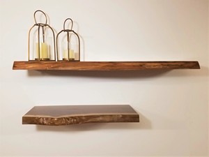 Scaffale in legno massello a lastra singola ripiano galleggiante a parete appeso Display con staffa bagno cucina soggiorno - Product Image 6