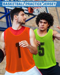 48 Chalecos Deportivos para Adultos, de Malla de Nailon, para Fútbol, <span class=keywords><strong>Baloncesto</strong></span>, Entrenamiento de Equipos, Secado Rápido - Product Image 5