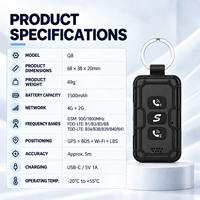 Traceur GPS Personnel 4G Q8 avec Alarme SOS, Appel Bidirectionnel, Suivi en Temps Réel GPS+BDS, Porte-clés Portable pour Enfants et Personnes Âgées, Géolocalisation