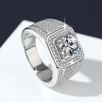 Bague pour homme en argent sterling avec moissanite, édition large de luxe, motif étoile complète