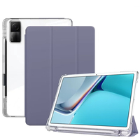 Étui pour tablette Redmi Pad 10,6 pouces 2022 en cuir PU pliable à trois volets, design antichoc et étanche, coque arrière souple en TPU transparent