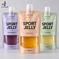 Pochettes souples personnalisées avec logo de marque, 200 ml, anti-fuite, en plastique alimentaire, avec bec verseur, pour jus de fruits, gelée comestible et boissons sportives