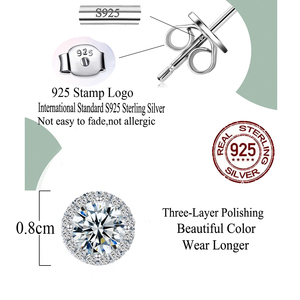 Orecchini a Lobo in Argento Sterling 925 Placcato Oro Rosa, Stile Hiphop/Rock, per Uomo e <span class=keywords><strong>Donna</strong></span>, con Moissanite <span class=keywords><strong>Taglio</strong></span> Brillante da 0,1ct a 4ct - Product Image 6