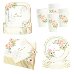 DAMAI, platos y servilletas para fiesta de despedida de soltera, juego de vajilla para fiesta de Sr. y Sra., decoraciones de boda de compromiso, favores para cumpleaños - Product Image 1